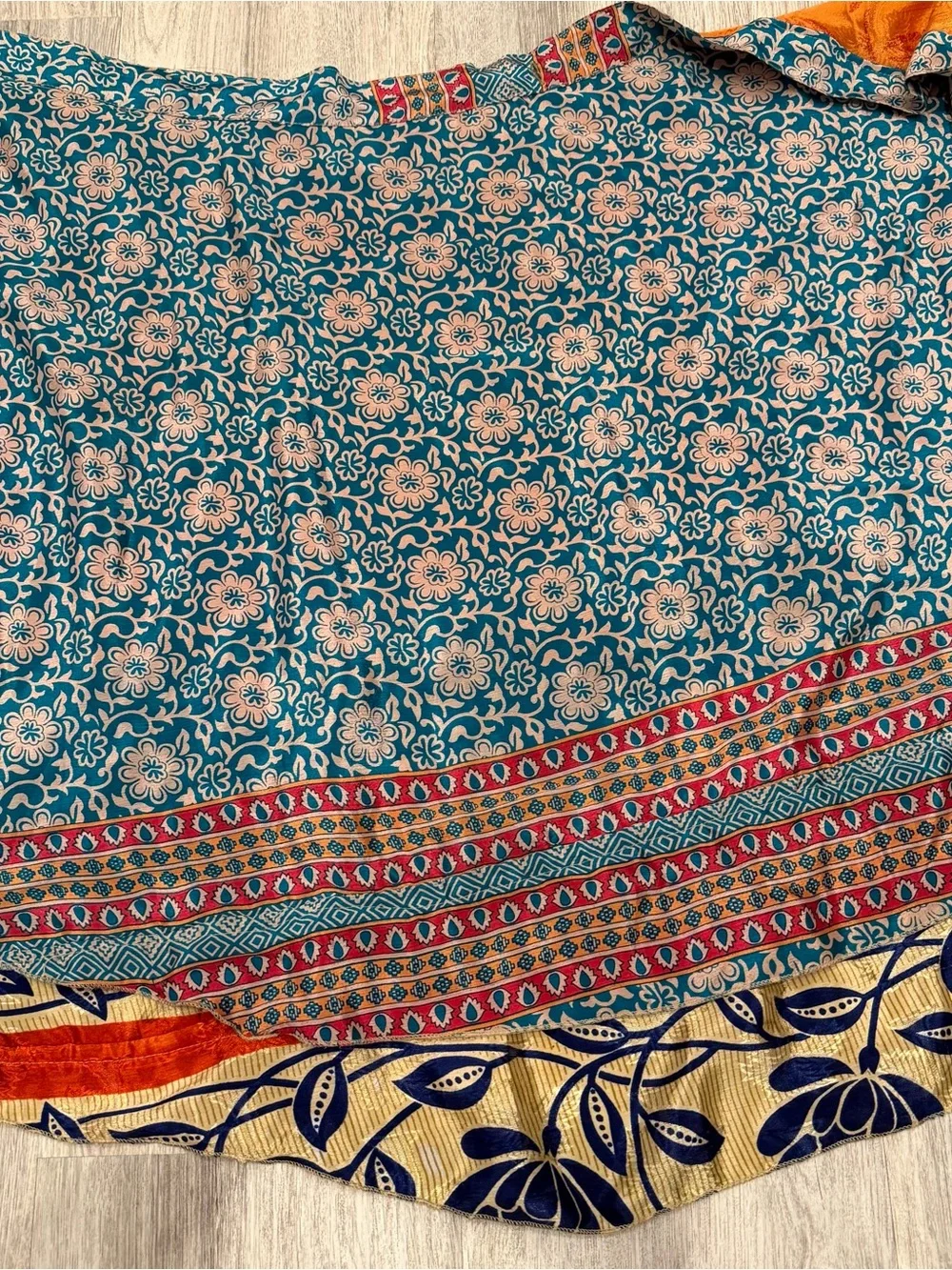 Reversible‎ Sari Wrap Skirt One Size Boho Festival Hippie Mini